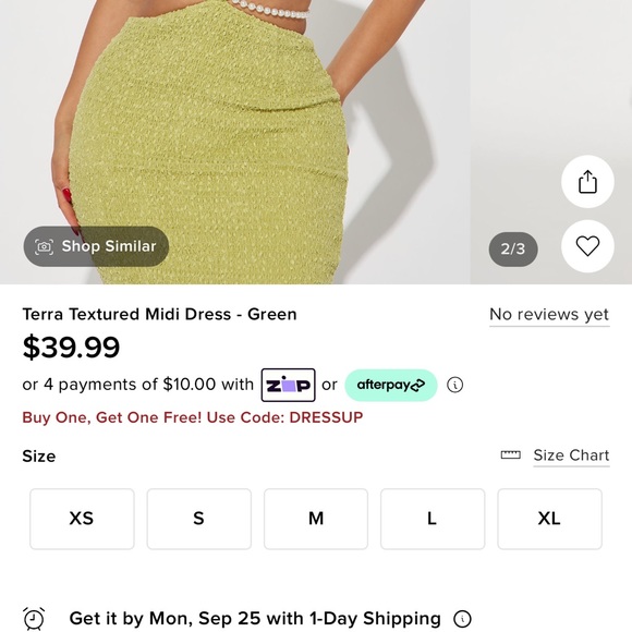 FashionNova Terra Textured Midi Dress - Green - Picture 4 of 5